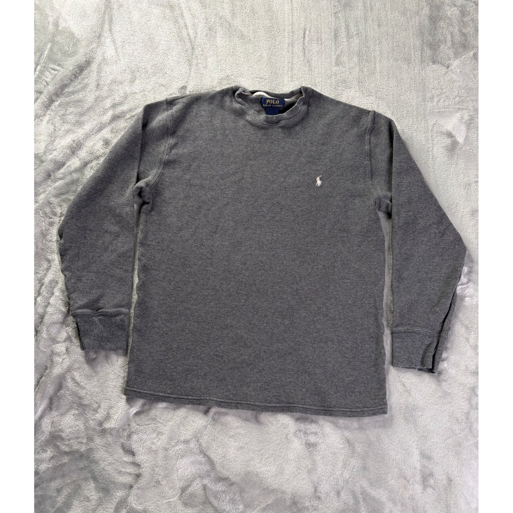 Polo Ralph Lauren T-Shirt Men XL Gray Crew Neck Long Sleeve Embroidered Thermal